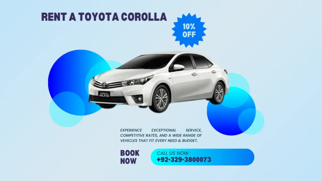 Rent a Toyota Corolla Car  from Rs Rent a car Lahore